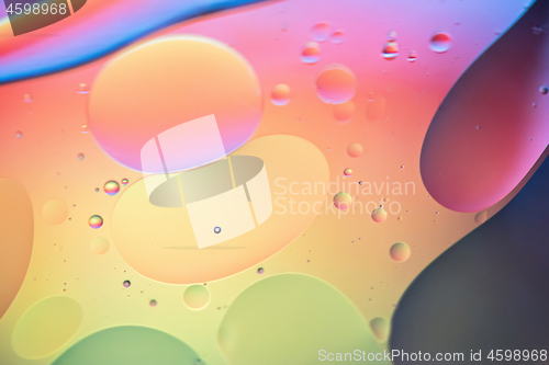 Image of Rainbow abstract defocused background picture made with oil, water and soap