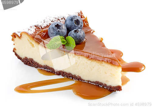 Image of piece of caramel cheesecake