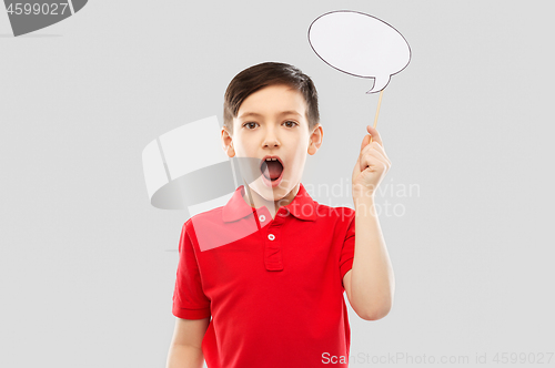 Image of shocked boy in red t-shirt with speech bubble