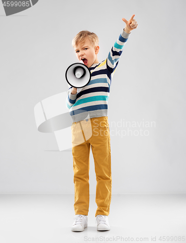 Image of little boy speaking to megaphone