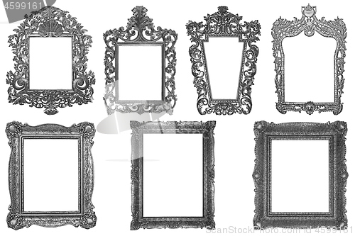 Image of Set of rectangle Decorative vintage silver-plated wooden frame i