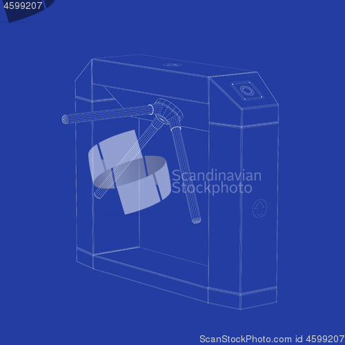 Image of 3D design of electronic turnstile
