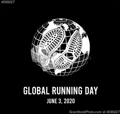 Image of Global running day, 2020. Annual wellness event. Vector illustration