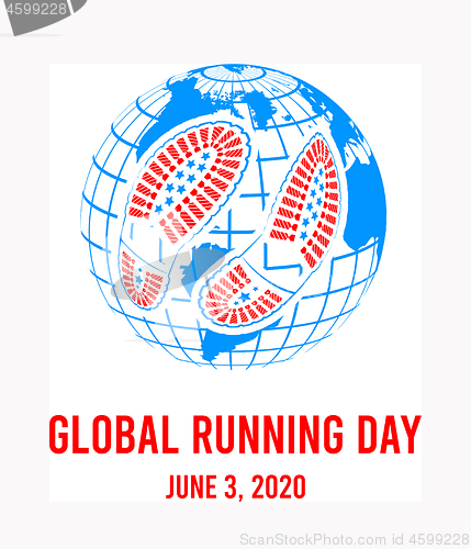 Image of Global running day, 2020. Annual wellness event. Vector illustration