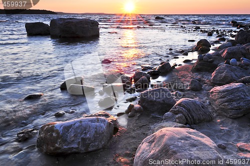 Image of Sunset over water