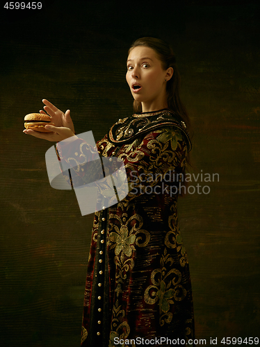 Image of Girl standing in Russian traditional costume.