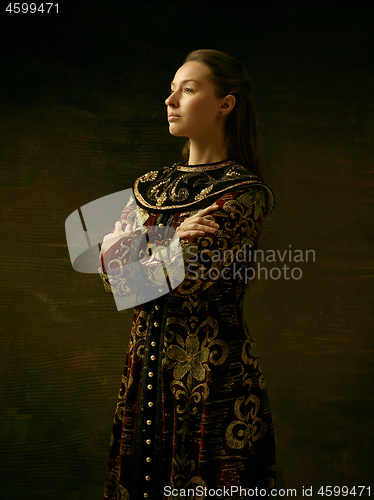 Image of Girl standing in Russian traditional costume.