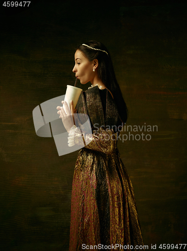 Image of Girl in medieval beautiful dress