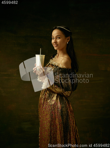 Image of Girl in medieval beautiful dress