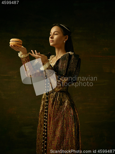 Image of Girl in medieval beautiful dress