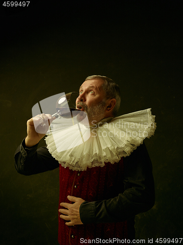 Image of Official portrait of historical governor from the golden age. Studio shot against dark wall.