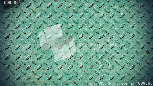 Image of Texture of old green metal diamond plate