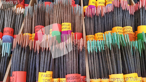 Image of Many incense sticks for sale in the store