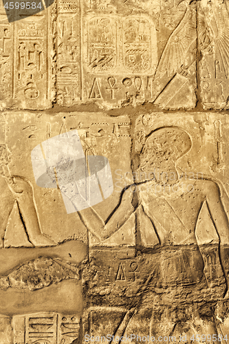 Image of Ancient wall with egyptian hieroglyphs in the Karnak Temple, Lux