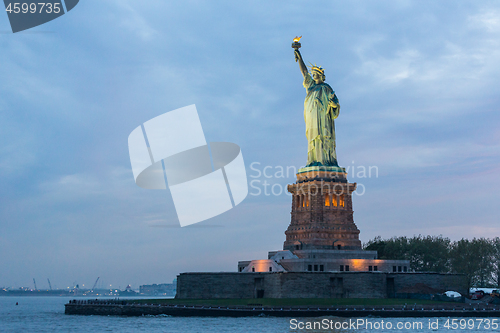 Image of Statue of Liberty at dusk, New York City, USA