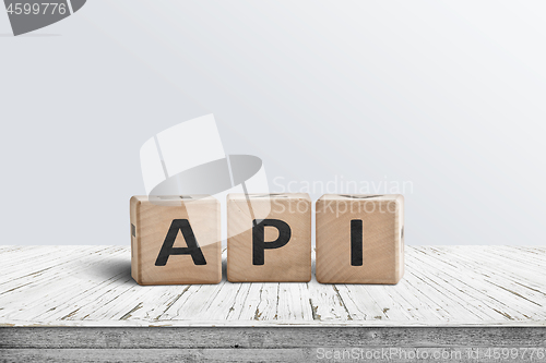 Image of API app programming sign made of wooden blocks