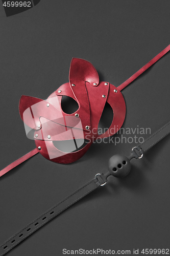 Image of BDSM mask and ball gag.