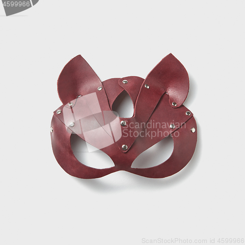 Image of Red leather cat BDSM mask.