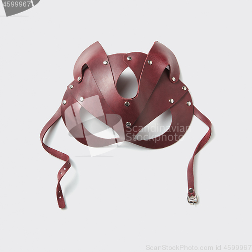 Image of BDSM red leather cat mask.