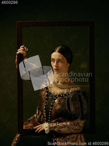 Image of Portrait of a girl wearing a retro princess or countess dress