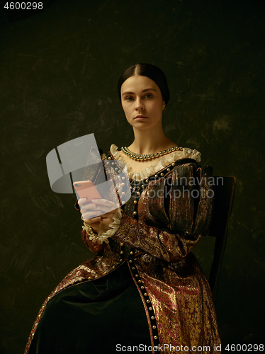 Image of Portrait of a girl wearing a retro princess or countess dress