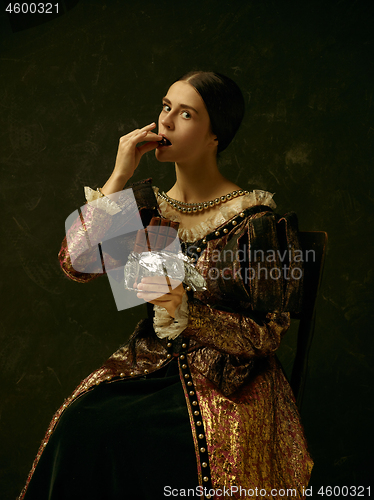 Image of Portrait of a girl wearing a retro princess or countess dress