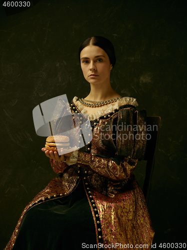 Image of Portrait of a girl wearing a retro princess or countess dress