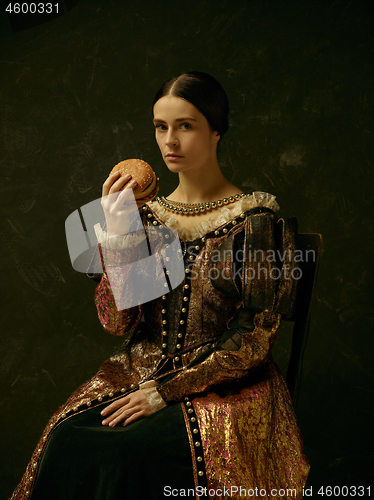 Image of Portrait of a girl wearing a retro princess or countess dress