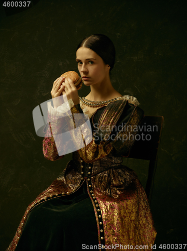 Image of Portrait of a girl wearing a retro princess or countess dress