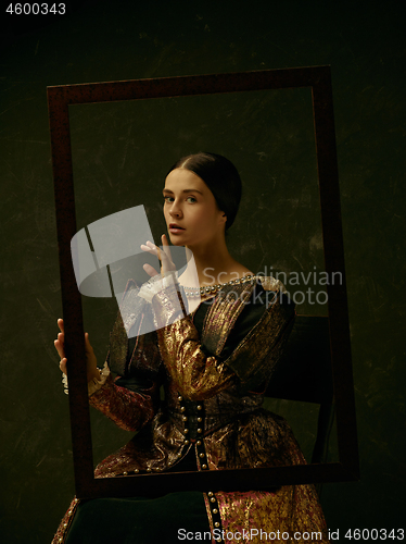 Image of Portrait of a girl wearing a retro princess or countess dress