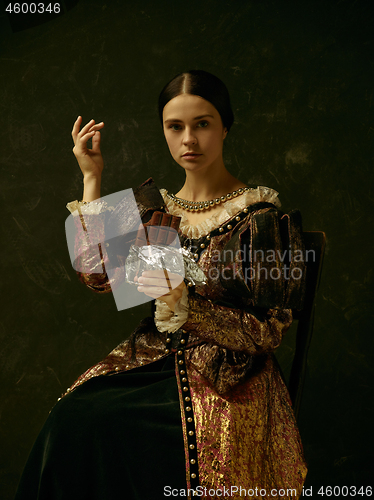 Image of Portrait of a girl wearing a retro princess or countess dress