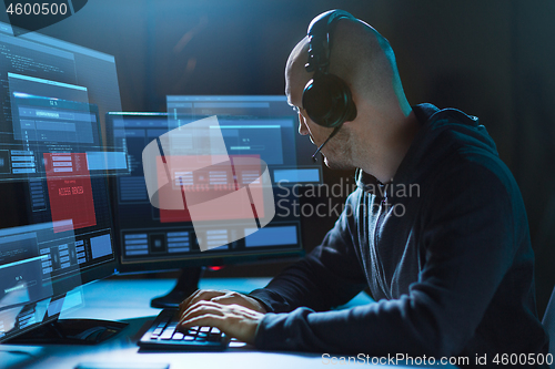 Image of hacker with access denied messages on computers