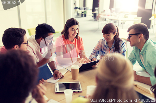 Image of group of high school students with tablet pc