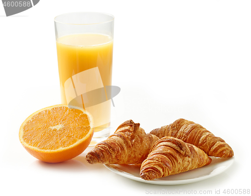 Image of freshly baked croissants and orange juice