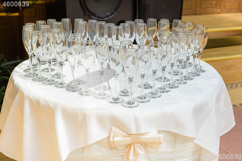 Image of Table with champagne glasses