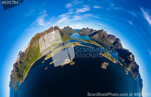 Image of Mini planet Lofoten is an archipelago in the county of Nordland,