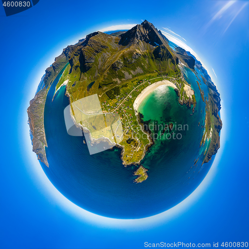 Image of Mini planet Lofoten is an archipelago in the county of Nordland,