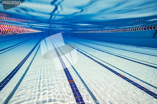 Image of Olympic Swimming pool under water background.