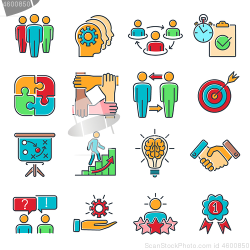 Image of Teamwork Collaboration Line Icons Set