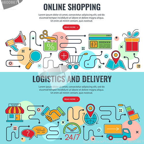 Image of Internet Shopping and Delivery Banner