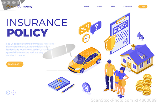 Image of Property Car House Insurance Isometric