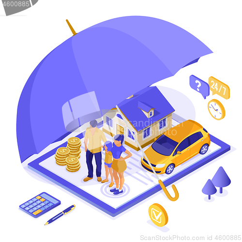 Image of Family Car Home Insurance Isometric