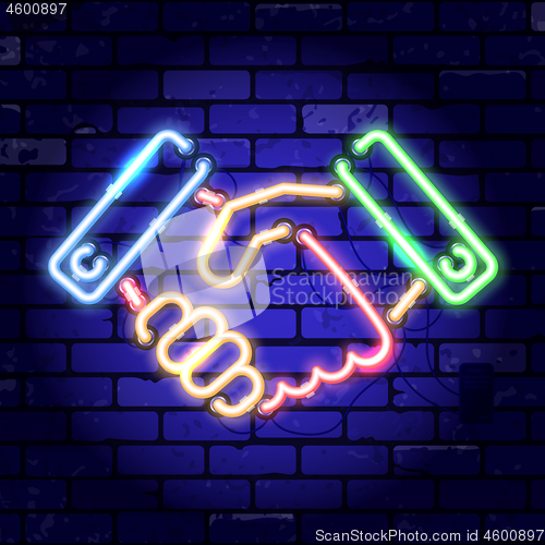 Image of Neon Signboard Handshake