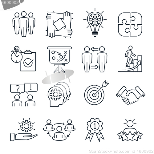 Image of Teamwork Collaboration Line Icons Set