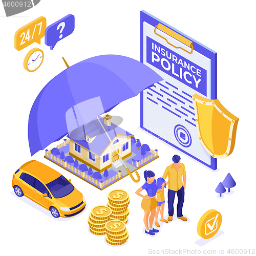 Image of Property Car House Insurance Isometric