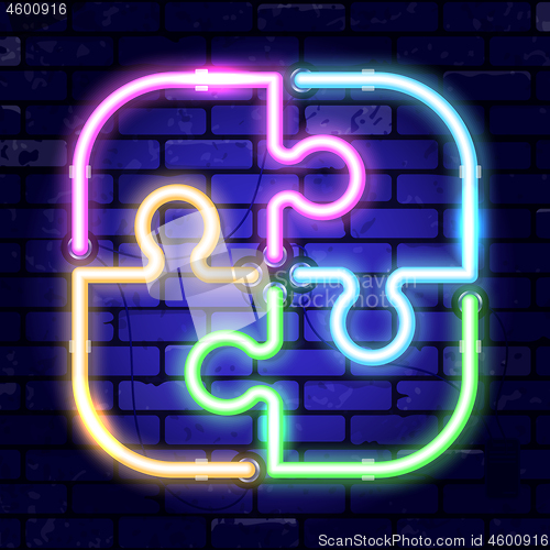 Image of Neon Signboard Puzzle Teamwork