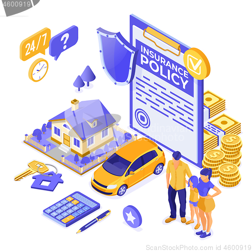 Image of Property Car House Insurance Isometric