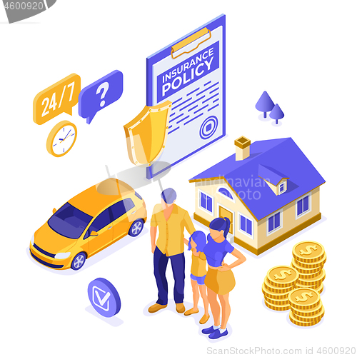 Image of Property Car House Insurance Isometric