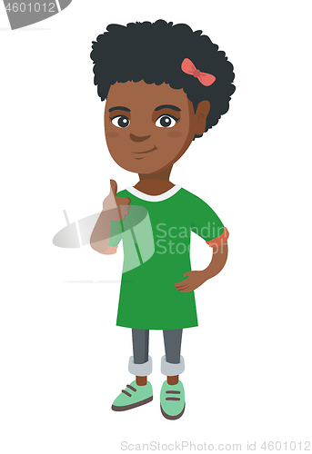 Image of African-american little girl giving thumb up.