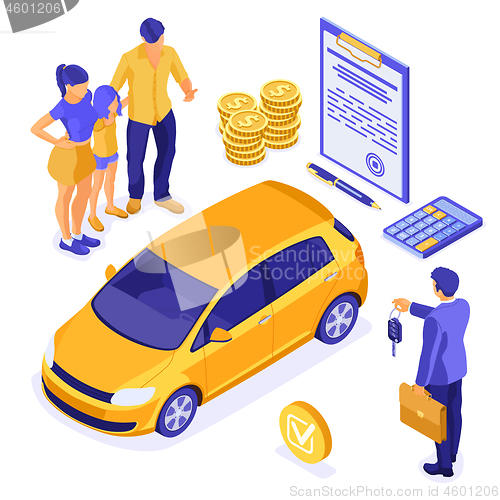 Image of Sale Insurance Rental Sharing Car Isometric